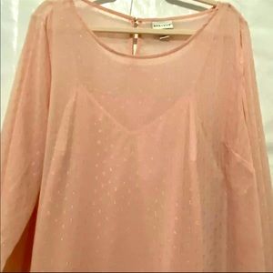 AVA & VIV 2pc 3/4 Sleeve Sheer Balloon Sleeve Business Casual Dress Shirt Sz 2X